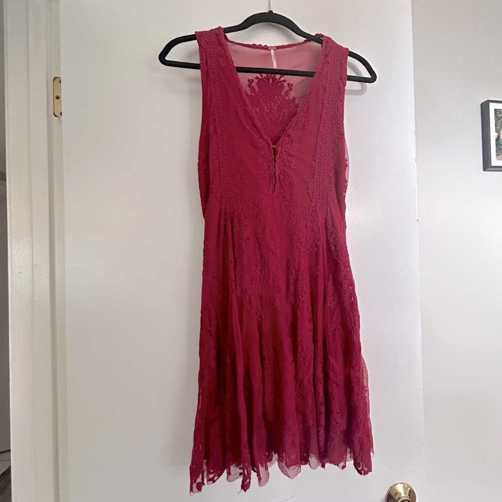 Free People Red Lace Dress size 2